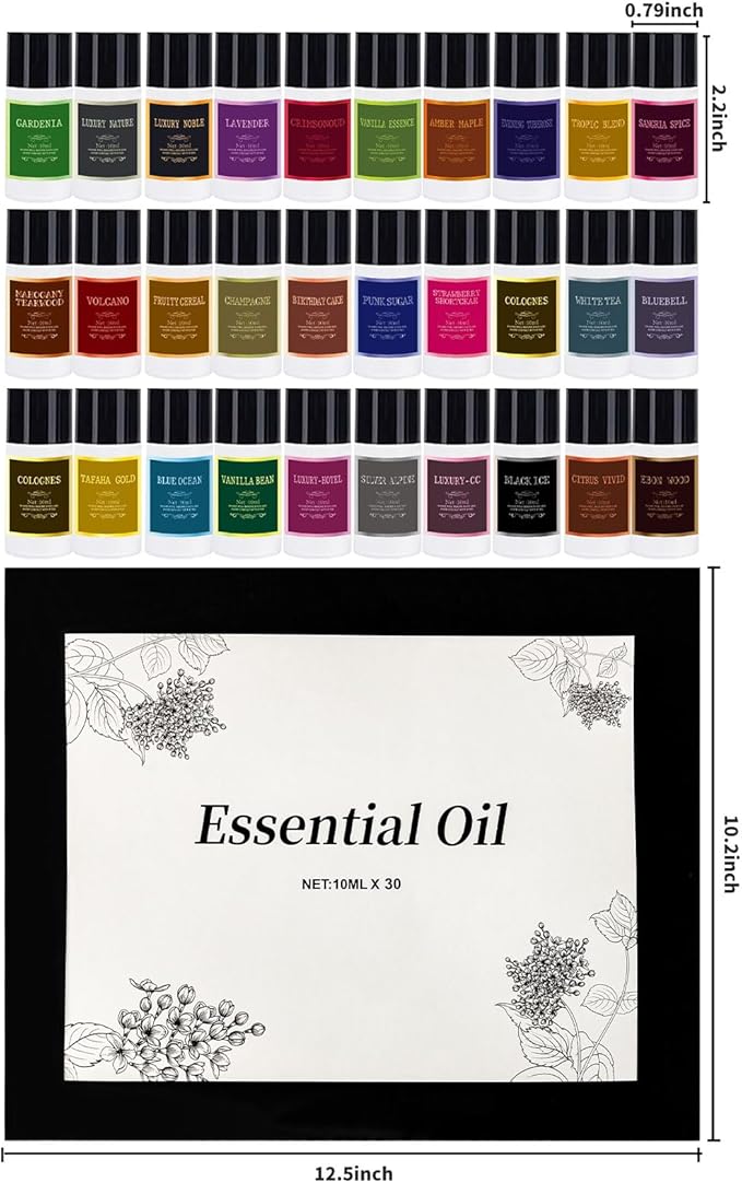 Car Air Freshener Refill Cologne Aromatherapy Oil 30 PCS, Essential Oils Mixed Fragrance Set for Car Diffusers (No Diffuser Included)