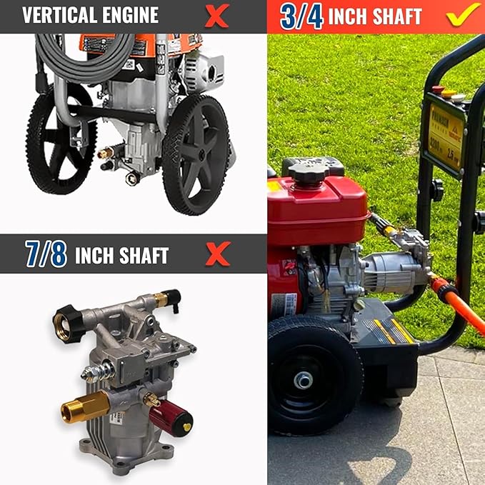 YAMATIC 3/4" Shaft Horizontal Pressure Washer Pump 3000 PSI @ 2.5 GPM Replacement Pump for Power Washer Compatible with Homelite, Troybilt, Simpson, Honda gc160 AR rmv 2.5g30 and More