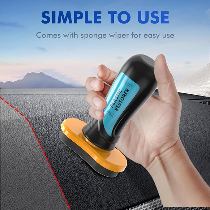 Plastic Restorer for Cars Resists Water, UV Rays, Dirt, Automobile Ceramic Coating Plastic Trim Restore with Handle Applicator, Not a Dressing, Highly Concentrated, 100ml