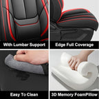 Fit for 98% of Mercedes Benz Car Seat Covers with Headrests, Premium Nappa Leather Seat Cover, Fully Wrapped Protect Modern Style Seat Cover (2-Seat Luxury, Black & Red)