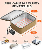Portable Food Warmer - Heated Lunch Box for Adluts - Electric Thermal Lunch Bag with Buckle Handle, Heating Food Warmer Bags for 12V/24V Car & Truck, 110V/220V Home/Office, Khaki
