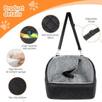 Dog Car Seat for Small Dogs,Detachable Washable Dog Booster Seat Under 30lbs, Pet Car Seat Travel Bed with Storage Pockets and Dog Safety Belt (Black/Grey)