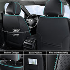 Coverado Seat Covers, Car Seat Cover Front Seats, 2 Pack Universal Seat Covers for Cars, Nappa Leather Waterproof Seat Cover, Car Seat Protectors, Front Seat Cover Fit for Most Cars, Black&Blue