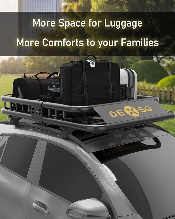 DEXSO 84" x 39" Universal Roof Rack Basket, 200 Lbs Capacity Rooftop Cargo Carrier Basket with Extension Luggage Rack Heavy Duty for SUVs, Trucks, Vehicles