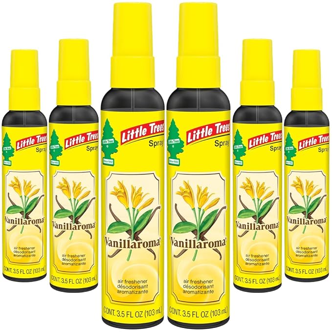 LITTLE TREES Car Air Freshener | Spray Provides a Long-Lasting Scent for Auto or Home | On-the-go Freshness | Vanillaroma, 6 Air Fresheners