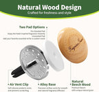 Wooden Car Air Freshener Vent Diffuser, Light Brown Beech Wood with Zinc Alloy Base, Refillable Essential Oil Compatible Car Vent Clip, Includes 4 Scented Pads, Long Lasting Natural Diffuser