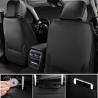CAR PASS Nappa Leather Car Seat Covers Full Set & Carbon Fiber, Waterproof and Durable All Weather Protector, Universal Fit for SUV Pick-up Truck Sedan Automotive Vehicle Interior (5 Seats, Black)