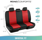 Road Comforts Car Seat Cover, Leather Car Seat Cover Full Set, Automotive Seat Covers, Airbag Compatible Universal Fit for Most Cars (Red)