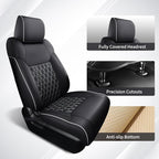 Huidasource Tacoma Seat Covers Full Set, Nappa Leather Pickup Seat Cushion Cover Fit for Toyota Tacoma 2024-2026 Double&Crew Cab SR SR5 Limited TRD Sport/Off Road Trailhunter (Full Set/Black&White)