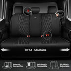 CAR PASS 5 Seats Piping Luxury Faux Leather Seat Covers Full Set, Anti-Slip Waterproof Seat Covers Compatible with Front Armrests, Universal Fit for Suvs,Vans,Trucks,Airbag Compatible, Pure Black