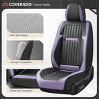 Coverado Car Seat Covers Front Seats, Seat Covers for Cars, Car Seat Protector, 2-Pack Car Seat Cushion Nappa Leather, Waterproof Seat Covers Carseat Cover Universal Fit for Most Cars(Purple&Black)