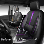 CAR PASS Nappa Leather Car Seat Covers, Water Resistant 3D Foam Faux Leather Seat Covers, Lumbar Support Automotive Seat Covers 2 Front Seats, Comfort & Universal Fit for Cars SUV Truck, Black Purple