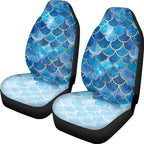 Gradient Blue Mermaid Scale Print Universal Car Seat Covers Front Seats Only for Women,Fit for Most Cars