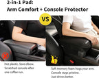 Soft Memory Foam Car Armrest Cushion Pad - Thick 12.6x7.5x2 inch, Washable Polyester Fabric Arm Rest Cover Pad, Thick Center Console Cover Cushion for Cars, Sedans, SUVs, most Vehicles (Black-1PC)