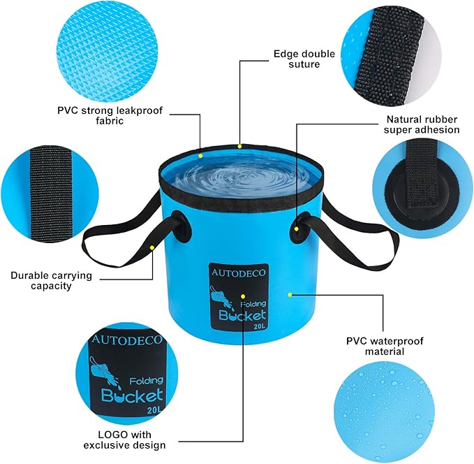 AUTODECO 30Pcs Car Wash Cleaning Kit - Car Care Wash Tools Set Car Detailing Set with Collapsible Bucket Snow Shovel