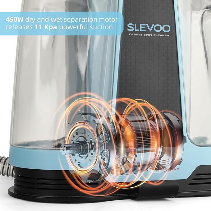 Carpet Cleaner Machine 11Kpa Strong Suction, New 450W Powerful Motor, Portable Upholstery Cleaner with Spot Cleaner, Stain Remover for Pet Accident, Rugs, Carpet and Upholstery Blue