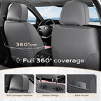 Coverado Car Seat Covers Full Set, Nappa Leather Seat Covers for Cars, Car Seat Protector Car Seat Cushion, Front and Back Seat Protectors Cushions Universal Fit for Most Cars Vehicles(Gray&Pink)
