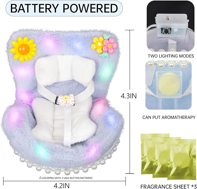 Car Air Freshener Vent Clip with Light Used for Jelly Cat Car Seat,Have A Seat Compatible with Fuggler Accessories (Battery Type-Blue)