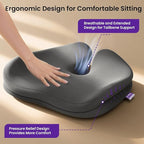 Seat Cushions for Office Chairs, Car Seat - Patented Coccyx Cushion for Tailbone Pain - Memory Foam Butt Cushion for Pressure Relief - Carry Handle & Non Slip Bottom (Grey)