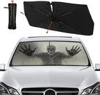 Socira Ghost Skull Car Windshield Sunshade Umbrella Foldable Horror Umbrella Funny Sun Shade Windshield Cover Creepy Skeleton Sunshade Skull Car Accessories Keeps Cool (57" X 30")