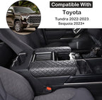 Car Leather Center Console Protector Cover Compatible with Toyota Tundra/Sequoia 2022-2026, Center Console Armrest Seat Box Cover Cushion Lid Protector Pad Waterproof Anti-Scratch Interior Accessories