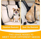2-Pack Dog Car Seat Belt, 3-in-1 Headrest-Mounted Dog Seatbelt for Car, Adjustable Nylon Pet Safety Leash with Elastic Buffer & Reflective Stitching, Durable Car Harness for Dogs Fits Most Vehicles