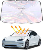 helloleiboo Car Windshield Sun Shade Umbrella,Colorful 360°Rotating Foldable Windshield Sun Shade Front Window Reflective Polyester Blocks Heat and Sun Sun Shade for Cars SUV