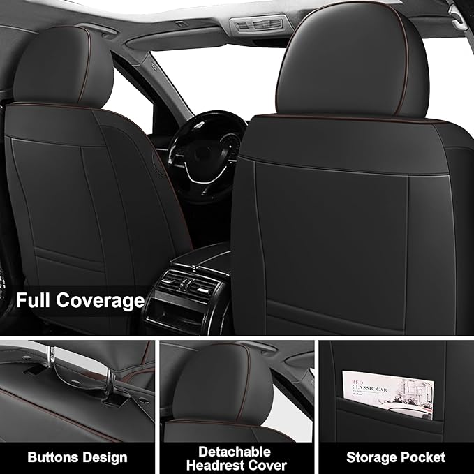 Fit for 98% of Mercedes Benz Car Seat Covers with Headrests, Premium Nappa Leather Seat Cover, Fully Wrapped Protect Modern Style Seat Cover (2-Seat Luxury, Black & Coffee)
