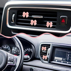 4PCS Bow Car Air Freshener Clips, Cute Girly Bow Car Air Vent Clip, Car Decor Accessories Interior Aesthetic Decorations Charm Stuff for Women Gir (Pink, 1.69in)
