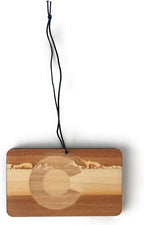 Arotags Colorado Wooden Car Air Freshener - Long Lasting Cool Breeze Scent Diffuses for 365+ Days - Includes Hanging Mirror Diffuser and Fragrance Oil - 100% American Made