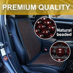 JSCARLIFE Tilia Wood Beaded Car Seat Cover - Breathable Ergonomic Driver Cushion for Cars/Trucks/SUVs | Hand-Knotted Beads, Lumbar Support & Cooling Tech (Red)