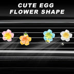 4PCS Flower Car Air Vent Clips, Cute Plumeria Automotive Air Fresheners Vents Clips Decoration, Girly Flower Auto Perfume Diffuser Decor Charm for Women (White+Pink+Orange+Blue)