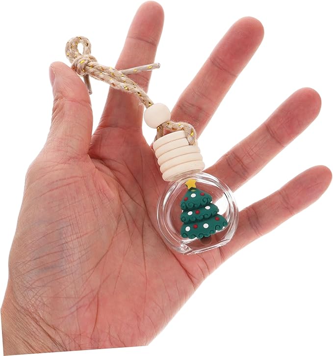 Mobestech 4pcs Car Diffuser Bottles Christmas Themed Ornaments for Car Holiday Decor Compact and Lightweight Design for Easy Hanging