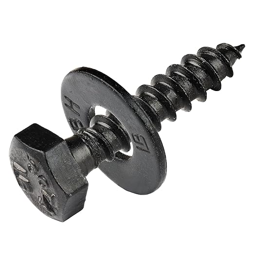 1/4 x 1-1/4 (100 Pack) Lag Screw Kit, 100 Screws and 100 Washers, Ceramic Black Ruspert Coating for Exterior Use, Meets ASTM A307 and ASME B18.2.1, Industrial/Commerical Grade by Makers Bolt