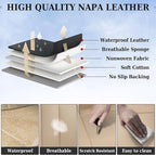 Coverado Car Seat Covers Beige, Backseat Cover for Dogs, Car Seat Protector for Back Seat, Car Seat Cushion Nappa Leather, 3-Pieces Waterproof Seat Covers Carseat Cover Universal Fit for Most Cars