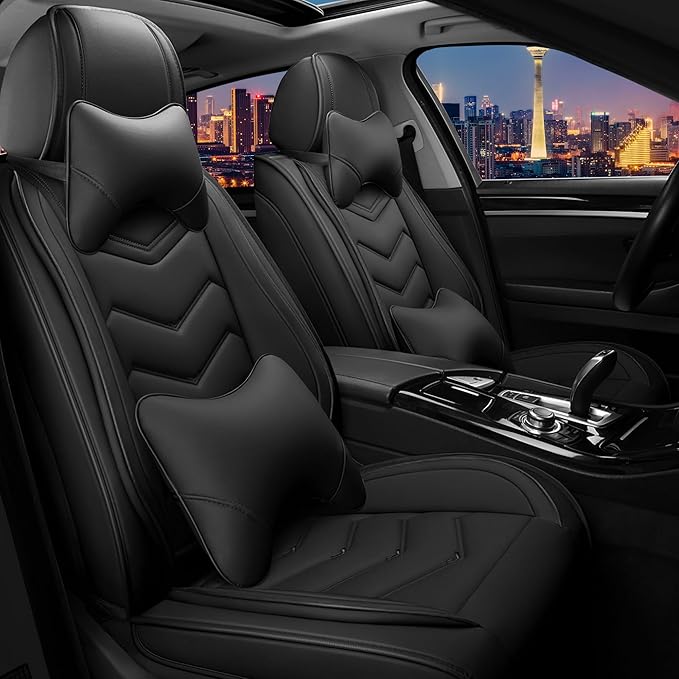 CTDS Car Seat Covers for Jeep Grand Cherokee L 2021-2026, Stylish Sport Seat Cover, Premium Nappa Leather Car Seat Cover. Automobile Seat Covers Sets.(Luxury 2 Seats/Pure Black)