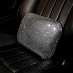 Lumbar Support Pillow Summer Decorative for Car Soft Bling Accessories Sparkly Diamond Rhinestone for Women Girls, Universal Office Chair Lower Back Cushion Rubber Black