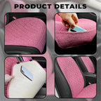 2PCS Linen Car Seat Covers Front Seats,Breathable Cloth Fabric Car Seat Protector - Universal Cloth Seat Covers Fit for Cars, Vans, SUVs, Trucks and for All Seasons - Pink