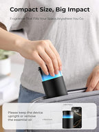Waterless Diffuser for Essential Oil: Mini Battery Scent Diffuser for Room&Home&Car with 9 Colors LED Light - Aroma Cool Mist Machine Charcoal Black