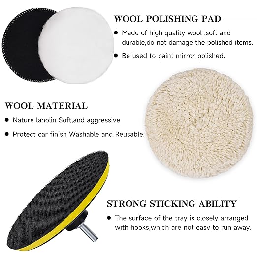 10pcs Polishing Buffing Pads for Drill - 6 Inches Car Polishing kit, Car Foam Buffing Sponge Pads Kit with M14 Drill Adapter,Polishing Pad Kit for Car Buffer Polisher, Polishing and Waxing
