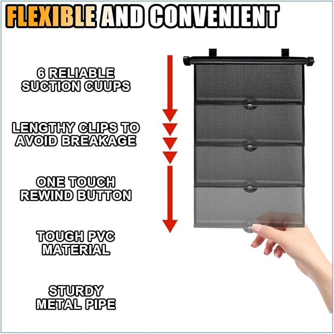 2PCS Car Window Shades for Baby, 20"×20" Retractable Car Shades for Side Window with Suction Cups, Blocks Heat & UV Rays Glare Protection, Baby Auto Accessories for Cars House Office Window (X-Large)