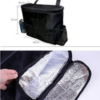 Car Seat Back Organizer, Auto Back Seat Hanging Insulation Multi- Pocket Travel Storage Cooler Bag Heat-Preservation Insulated Wrap Bottle Bag with Mesh Pockets