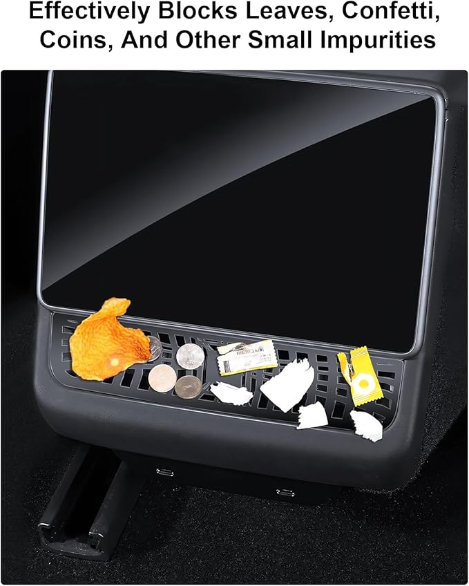 Tesla Air Vents Cover Model Y Juniper Model 3 Highland Alloy Rear Seat Center Console Air Vent Trim Cover Tesla Model 3 Accessories Backseat Air Condition Outlet Protector Black