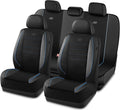 Skechers Air-Cooled Memory Foam Seat Covers,Mesh Thick Car Seat Covers,Piping Leather Car Seat Cover,Airbag Compatible,Automotive Comfort for Most Cars, Vans, Trucks, SUV(Blue,Full Set)
