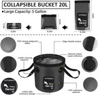 AUTODECO 35Pcs Car Wash Detailing Kit Cleaning Kits with Foam Gun Sprayer Collapsible Bucket Brush Large Wash Mitt Towels Complete Interior Exterior Car Washing Supply Set Black