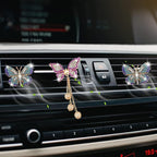 Bling Butterfly Air Vent Clips, 4 Pcs Crystal Pendant Fresheners, Diffuser Diamond Decoration, Cute Interior Decor Accessories for Women