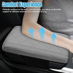 Hovom Car Center Console Armrest Pillow, 12.6"×7.87"×1.97" Leather Arm Rest Cover for Cars, Soft Comfortable Auto Armrest Cushion Pad, Vehicle Middle Console Cover, Car Accessories (Gray)