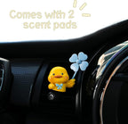 Yellow Duck Car Air Freshener with 2 Scented Replacement Tablets, Decorative Auto Accessories, Cute Velentine's Day Small Gift