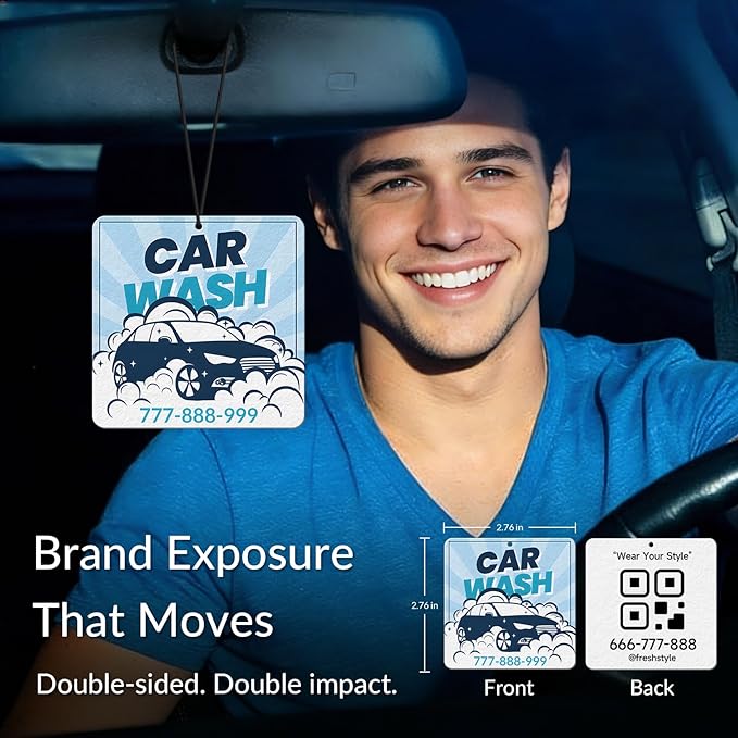 10-1000 Pcs Custom Air Fresheners with Picture - Personalized Photo/Logo/QR Code/Text, Bulk Promotional Car Gifts for Business Branding Events (A3-Square)