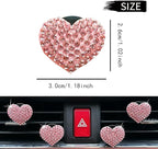 Crystal Heart Car Air Vent Clips, Sparkly Rhinestone Bling Diamond Auto Freshener Holder 4 Pack with Fragrance (Pink, Ocean)